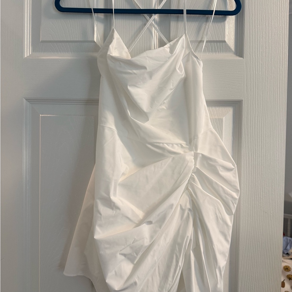 Amanda Uprichard White Draped Mini Dress